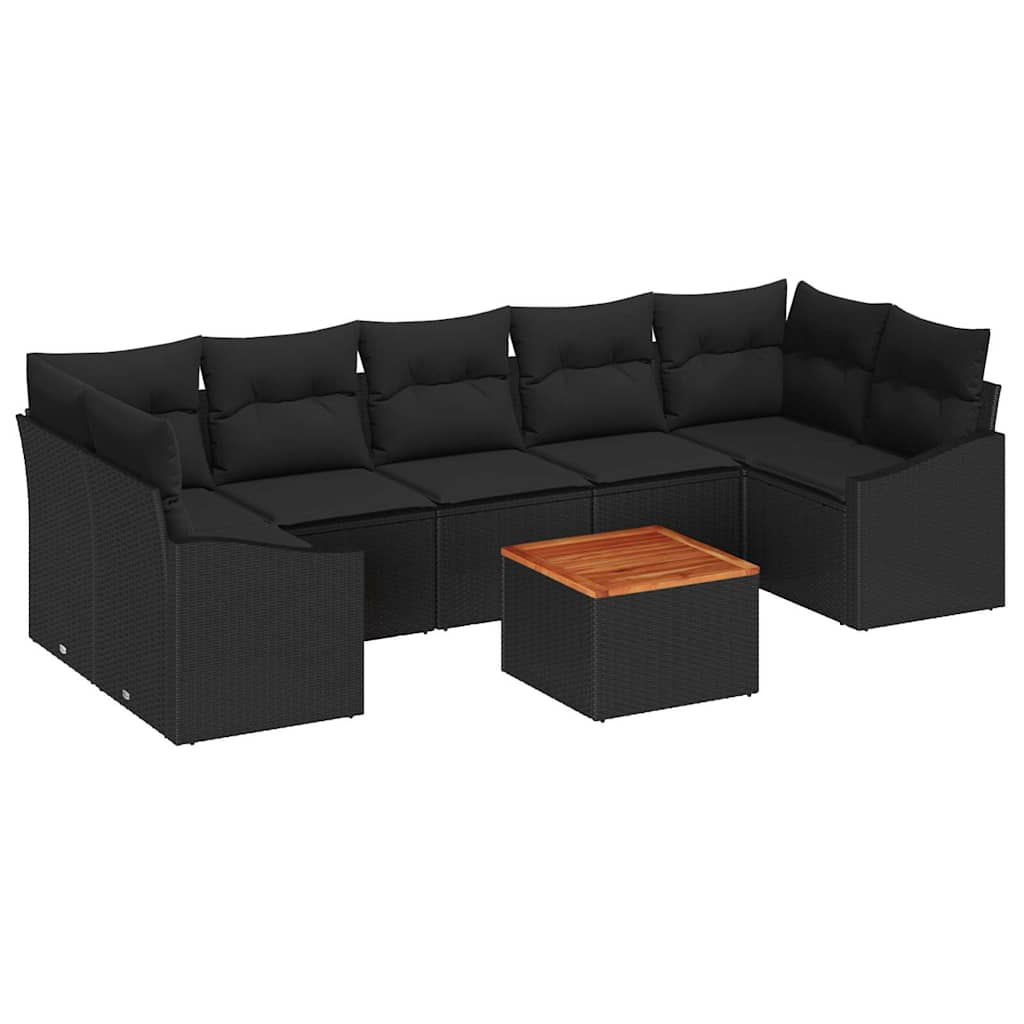 Gartensofa-set 8 stk. Schwarz Poly-Rattan