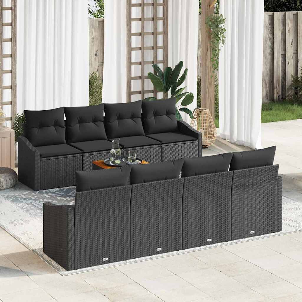 Gartensofa-set 9 stk. Schwarz Poly-Rattan