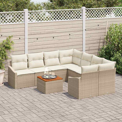 Gartensofa-set 9 stk. Beige und Creme Poly-Rattan