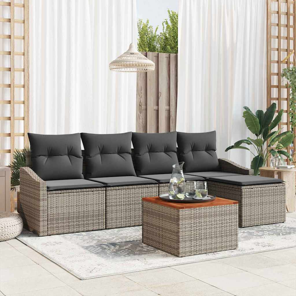 Gartensofa-set 6 stk. Grau Poly-Rattan