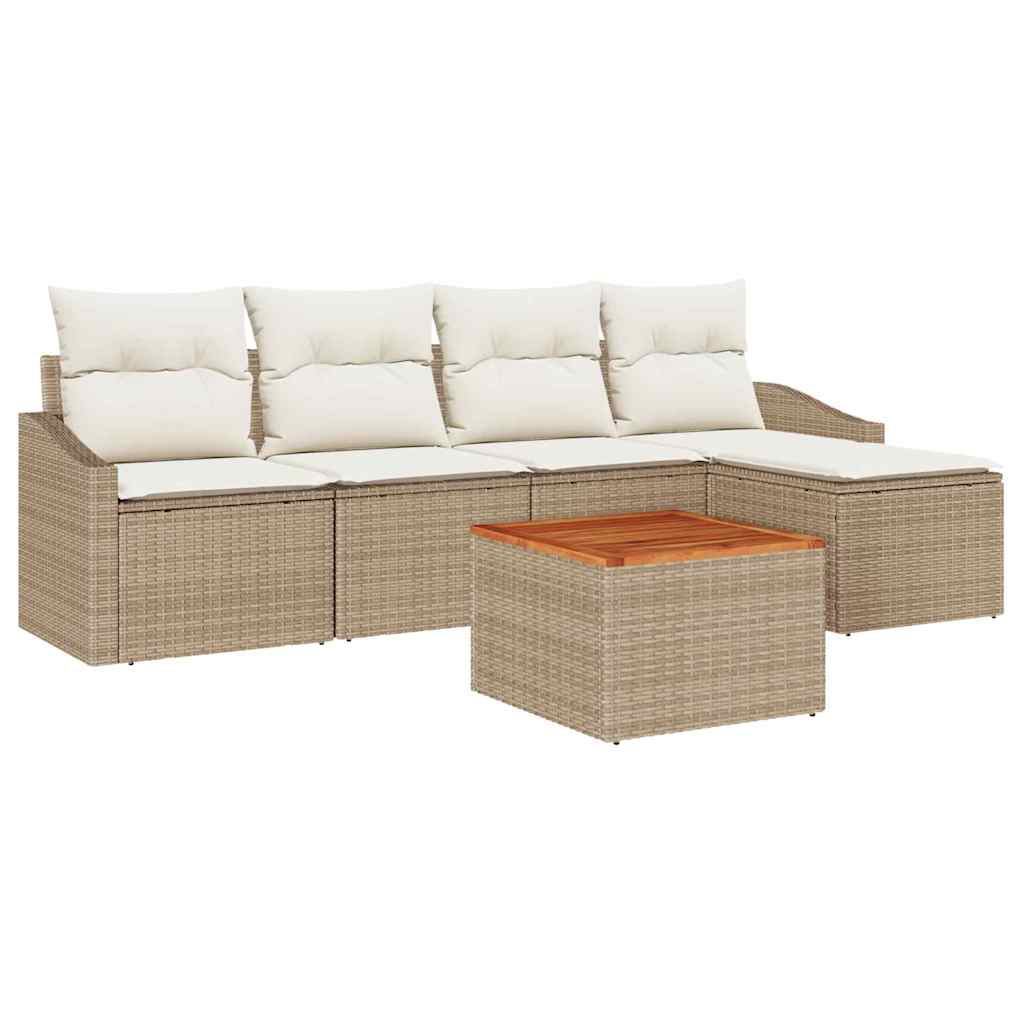 Gartensofa-set 6 stk. Beige und Creme Poly-Rattan