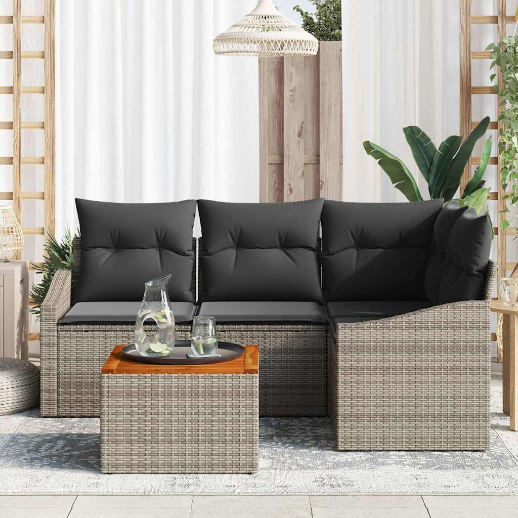 Gartensofa-set 5 Stk. Grau Poly-Rattan