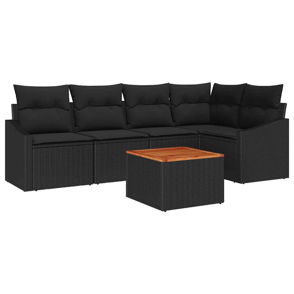 Gartensofa-set 6 Stk. Schwarz Poly-Rattan