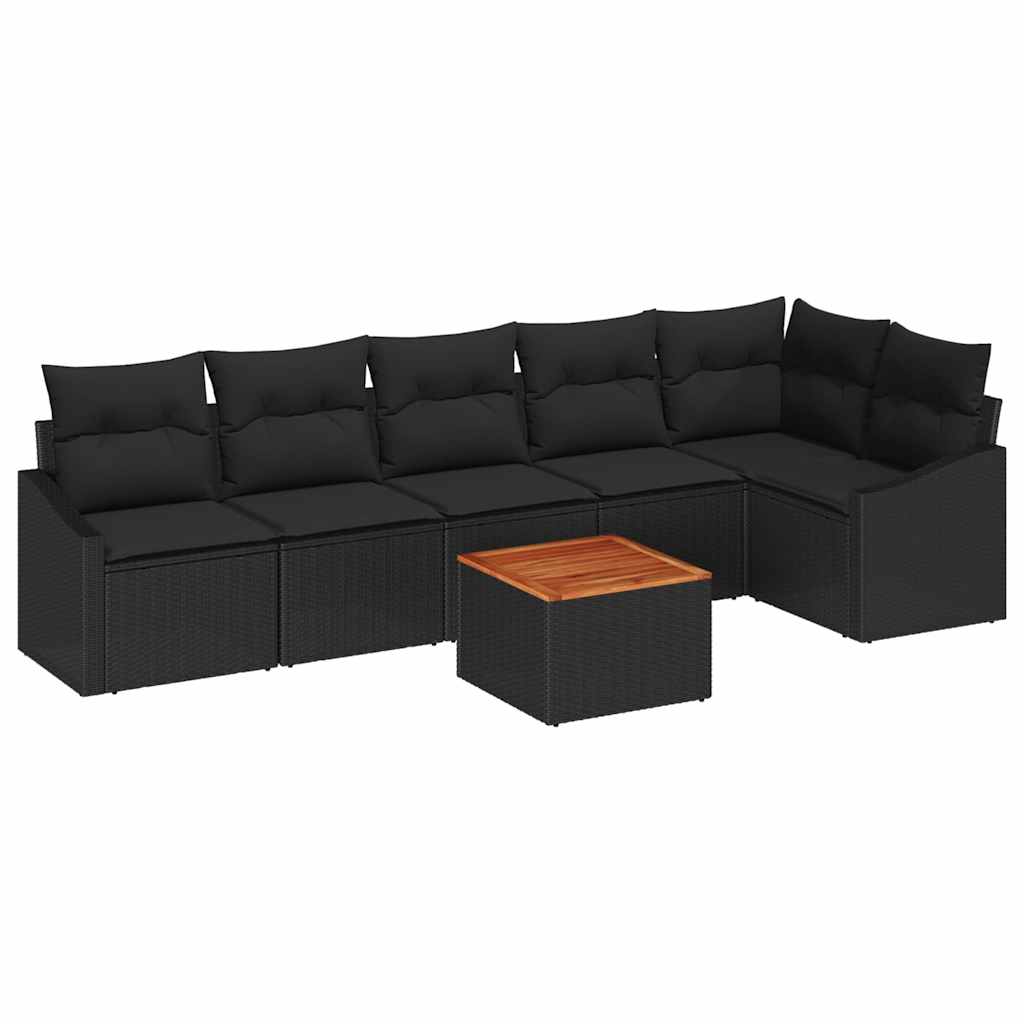 Gartensofa-set 7 Stk. Schwarz Poly-Rattan