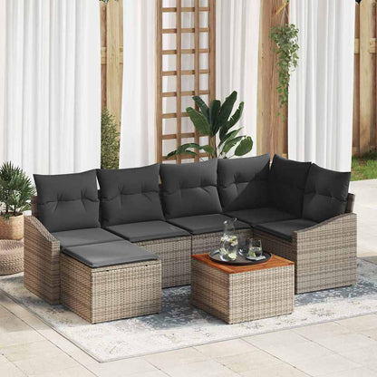 Gartensofa-set 7 stk. Grau Poly-Rattan