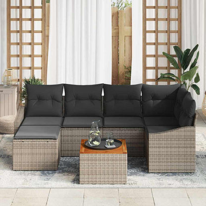 Gartensofa-set 7 stk. Grau Poly-Rattan