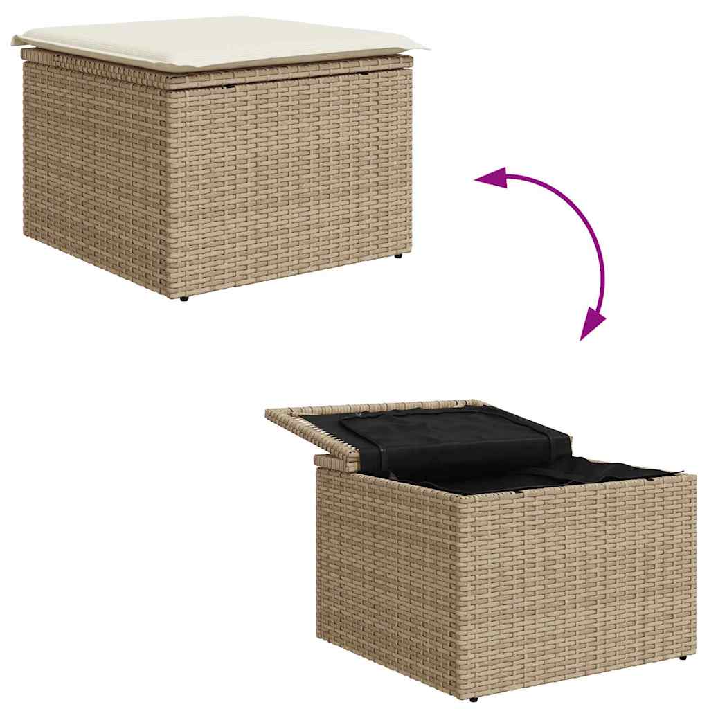 Gartensofa-set 7 stk. Beige und Creme Poly-Rattan