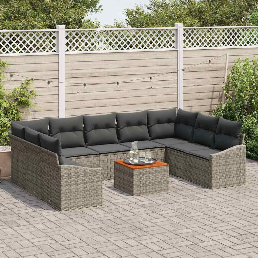 Gartensofa-set 10 stk. Grau Poly-Rattan