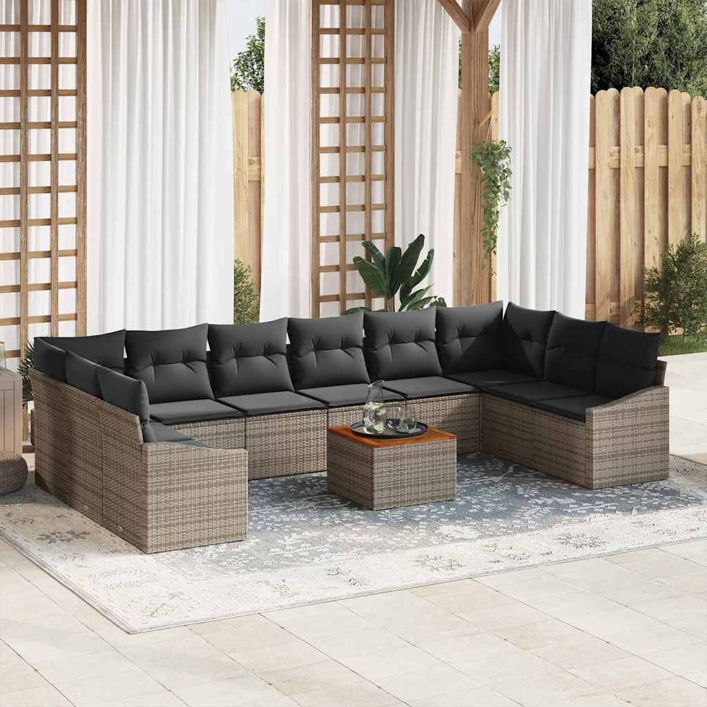 Gartensofa-set 11 stk. Grau Poly-Rattan