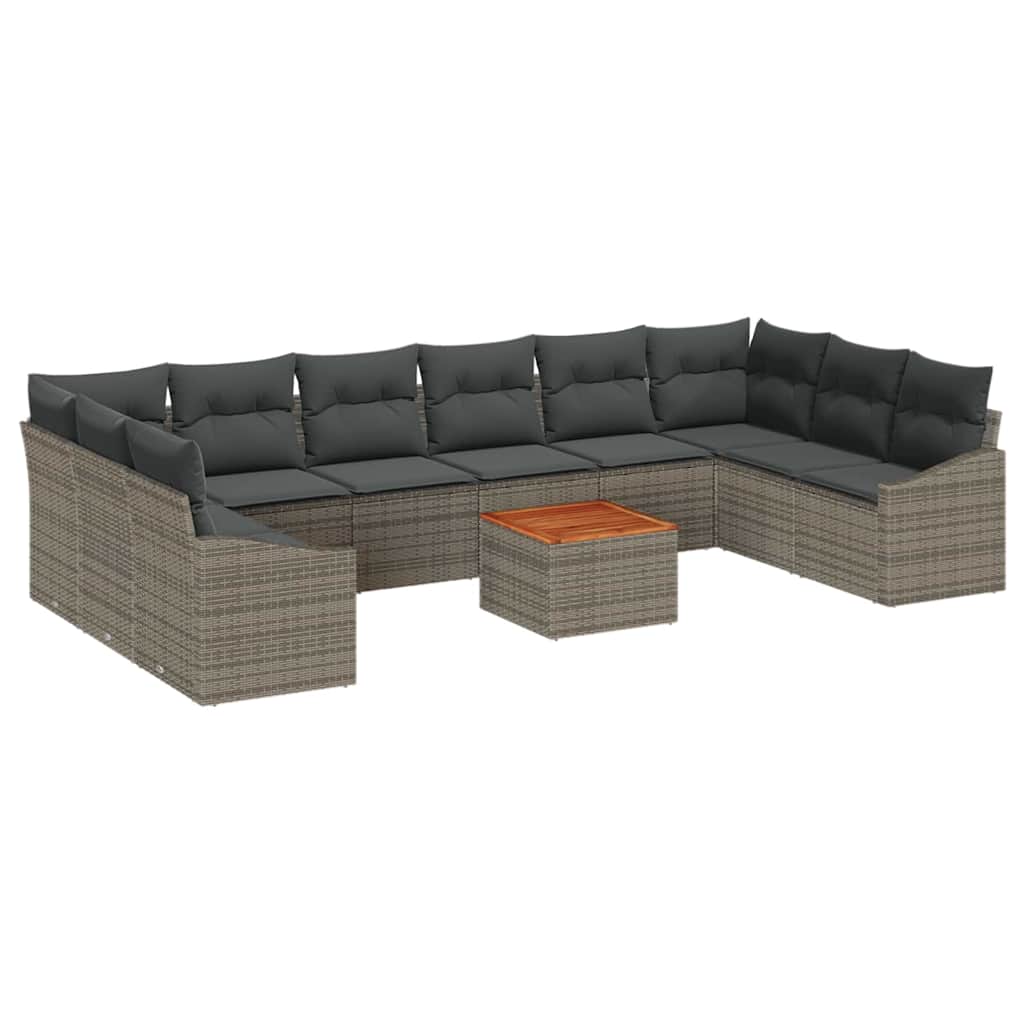 Gartensofa-set 11 stk. Grau Poly-Rattan