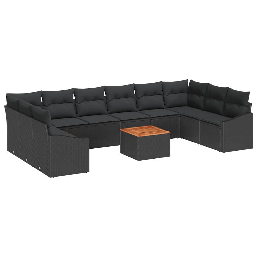 Gartensofa-set 11 stk. Schwarz Poly-Rattan
