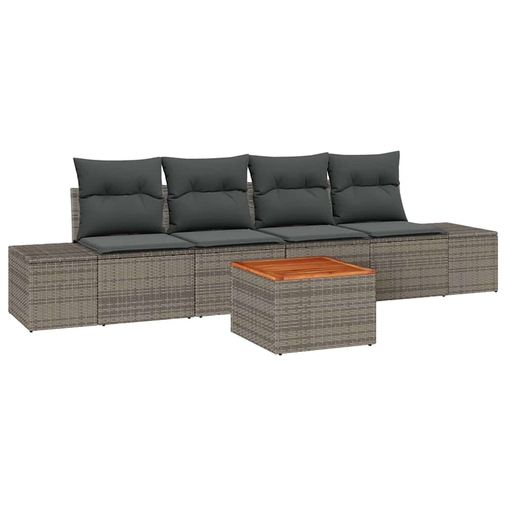 Gartensofa-set 5 stk. Grau Poly-Rattan