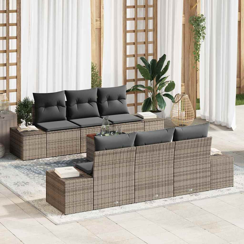 Gartensofa-set 7 stk. Grau Poly-Rattan