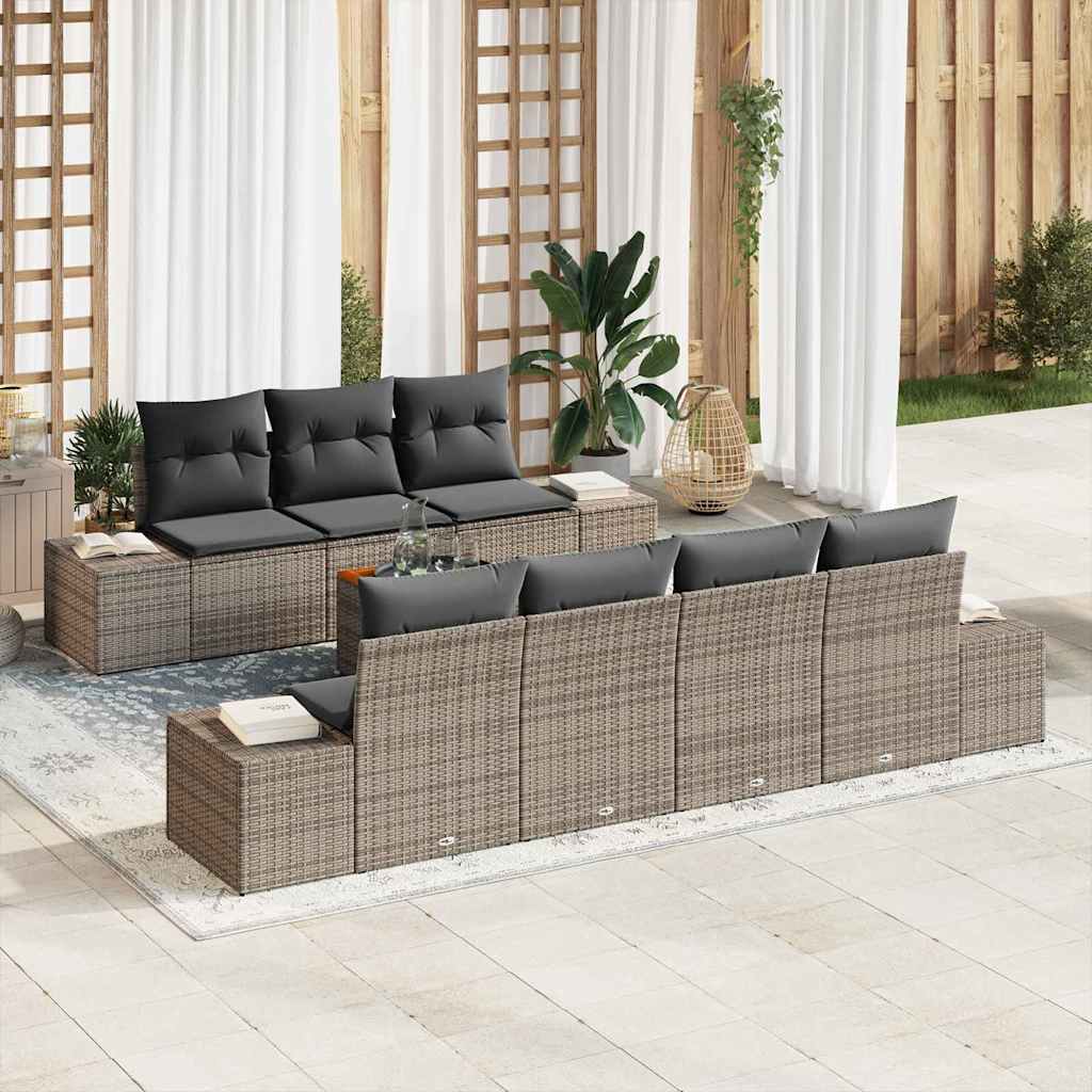 Gartensofa-set 8 stk. Grau Poly-Rattan