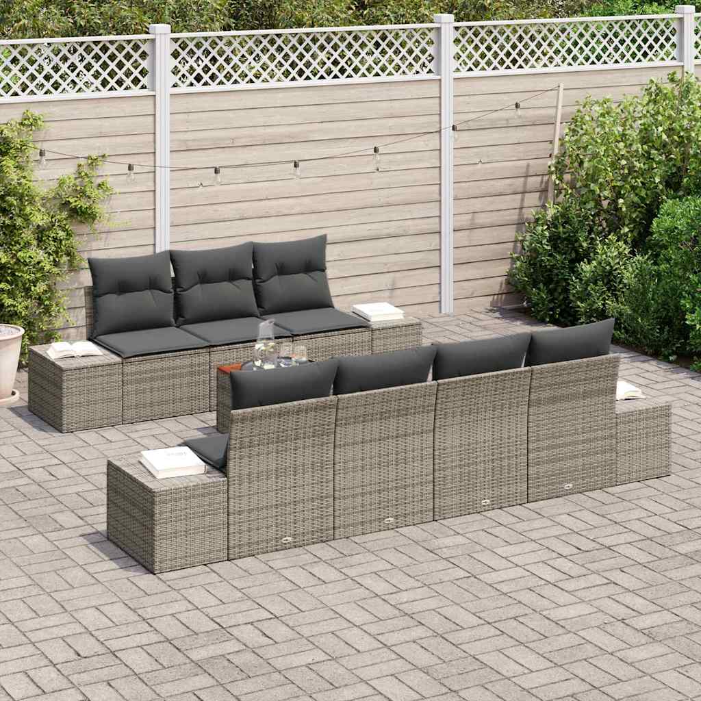 Gartensofa-set 8 stk. Grau Poly-Rattan