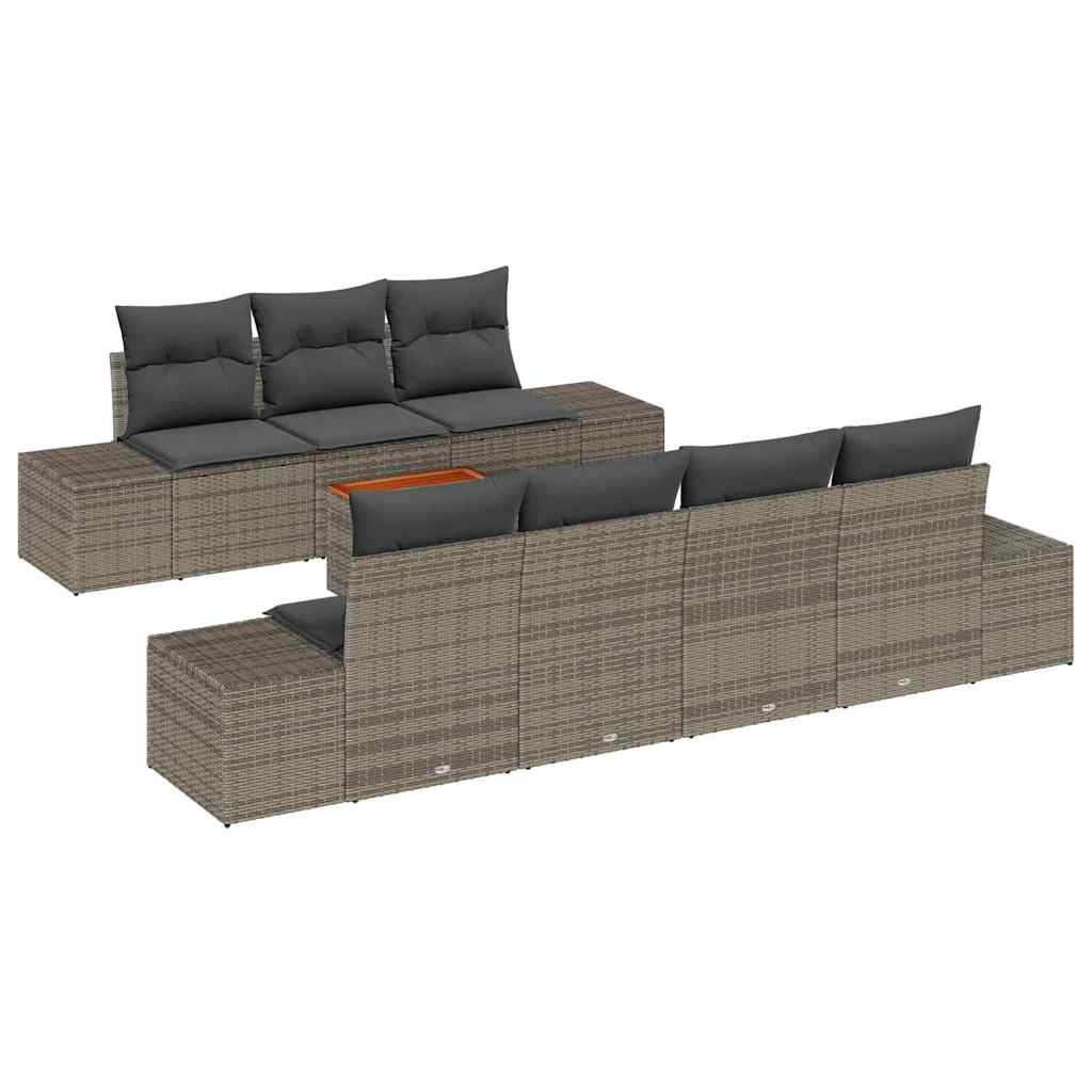 Gartensofa-set 8 stk. Grau Poly-Rattan