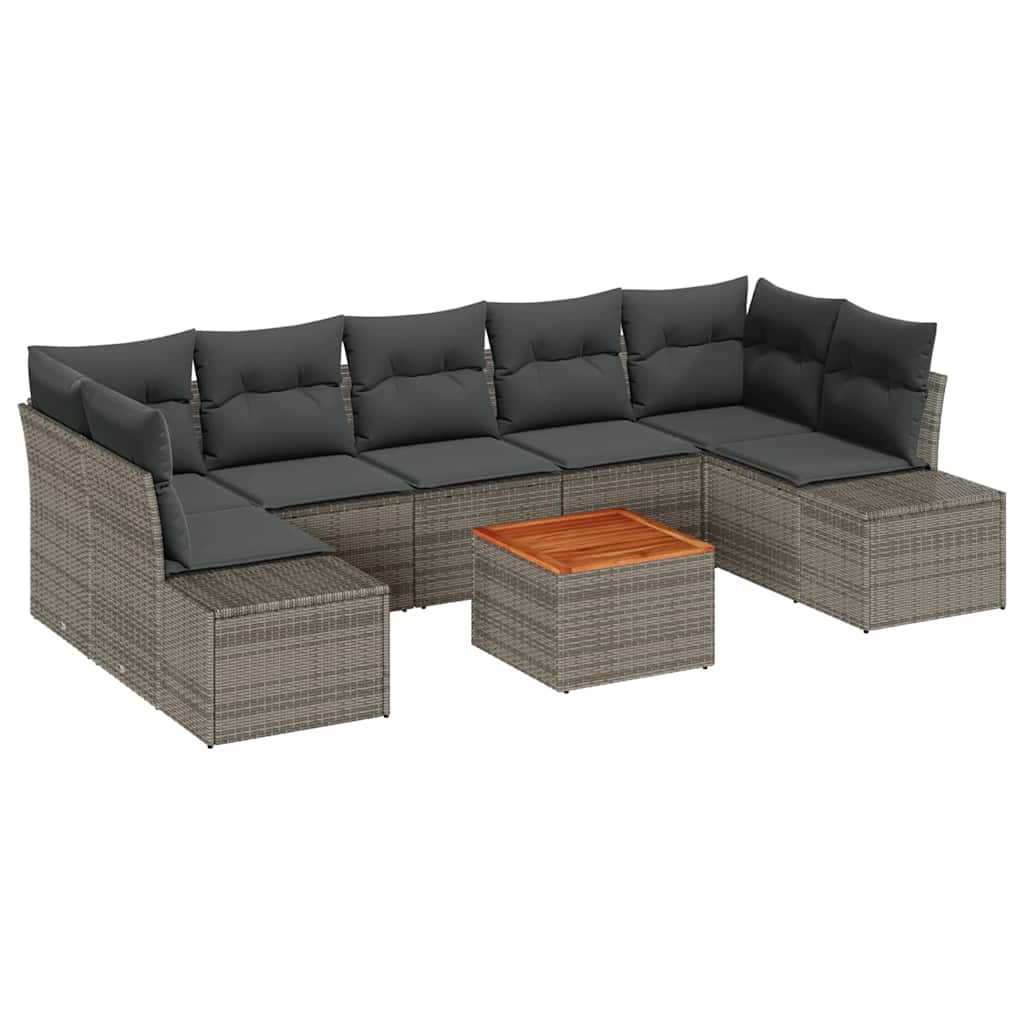 Gartensofa-set 8 stk. Grau Poly-Rattan