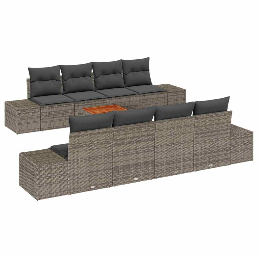 Gartensofa-set 9 Stk. Grau Poly-Rattan