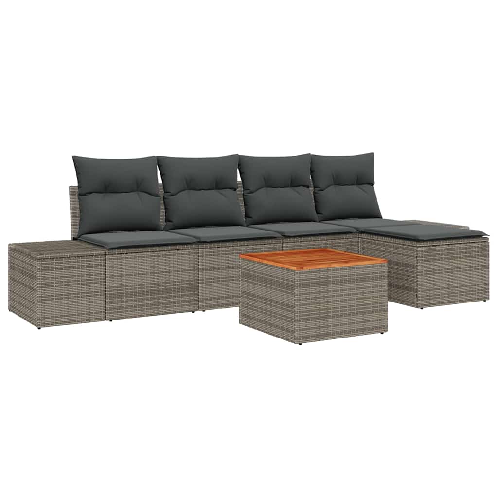 Gartensofa-set 6 stk. Grau Poly-Rattan