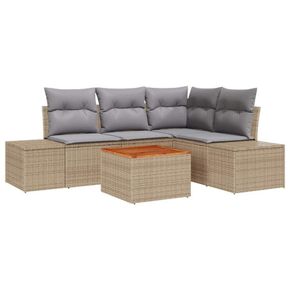 Gartensofa-set 5 stk. Beige und Hellgrau Poly-Rattan