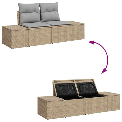 Gartensofa-set 5 stk. Beige und Hellgrau Poly-Rattan