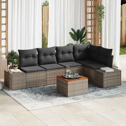 Gartensofa-set 6 stk. Grau Poly-Rattan
