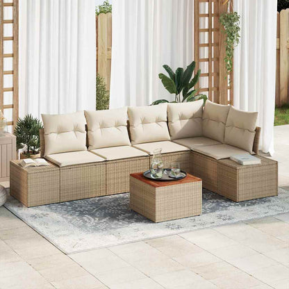 Gartensofa-set 6 stk. Beige und Creme Poly-Rattan