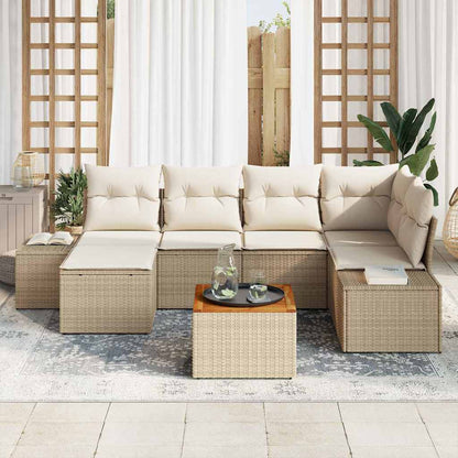 Garten-Sofa-Set 7 stk. Beige und Weiß
