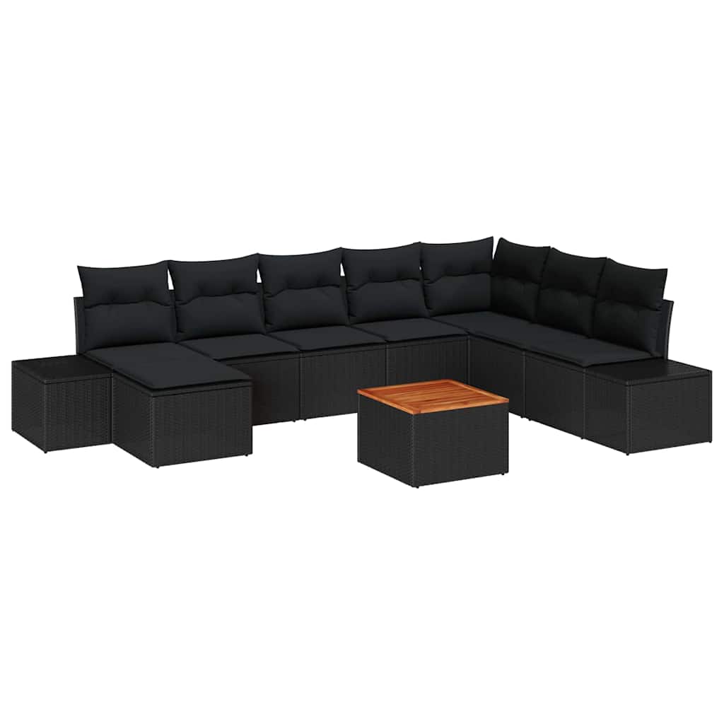 Garten-Sofa-Set 9 Stk. Schwarz