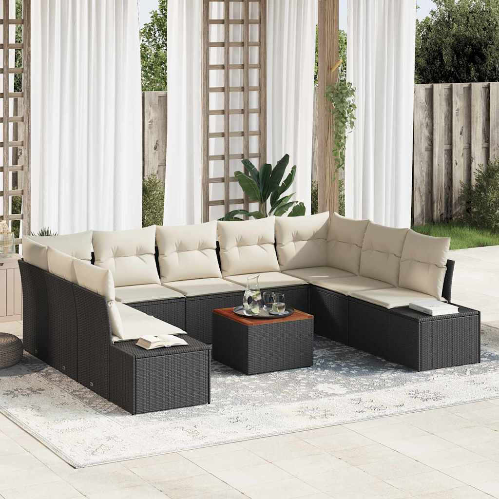 Garten-Sofa-Set 10 Stk. Schwarz und Weiß