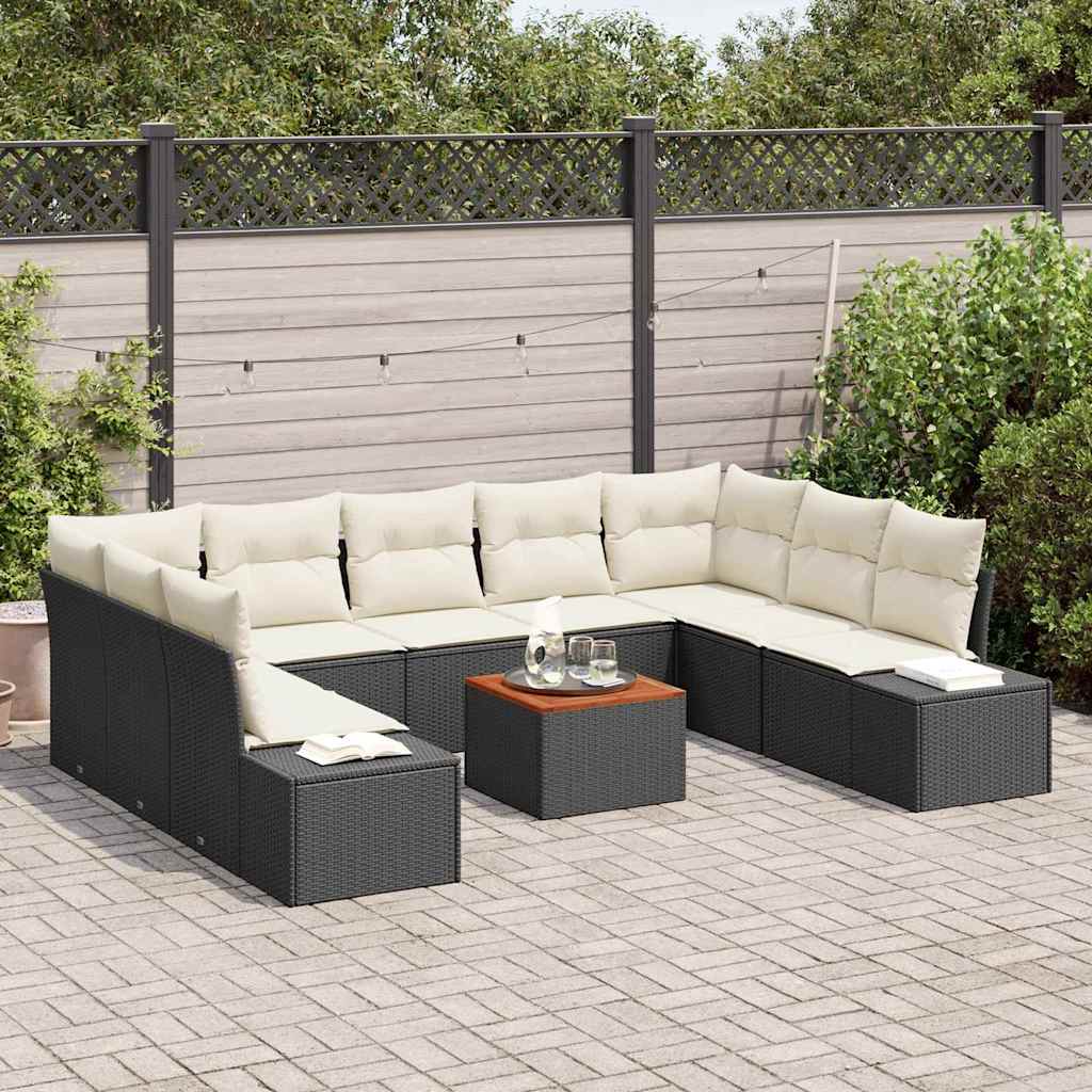 Garten-Sofa-Set mit Speicher 10 pcs Schwarz und Weiß