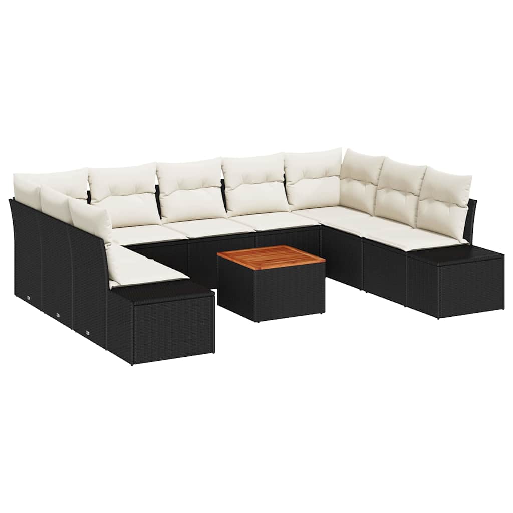Garten-Sofa-Set mit Speicher 10 pcs Schwarz und Weiß
