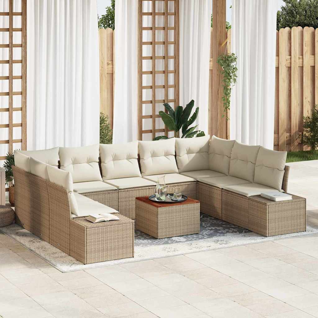 Garten-Sofa-Set 10 stk. Beige und Weiß