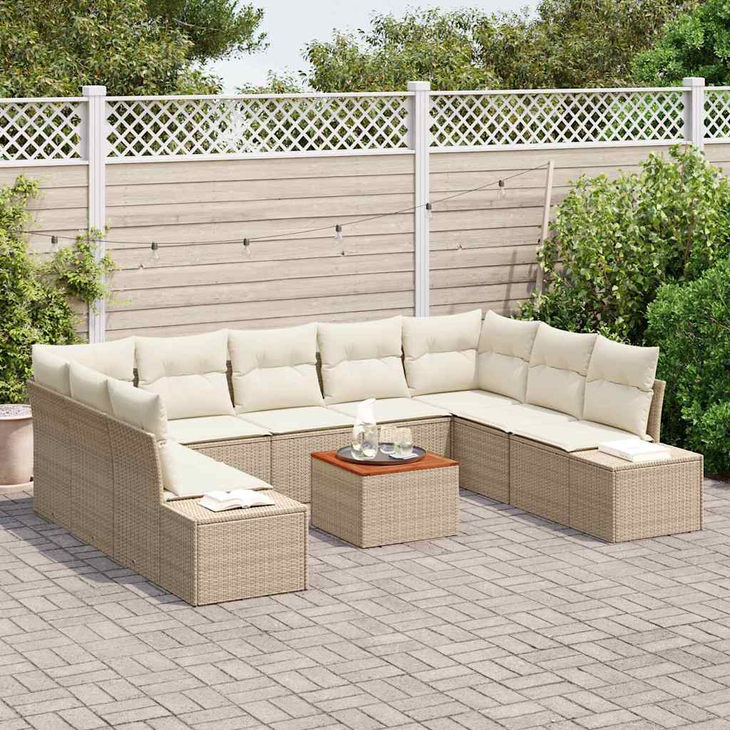 Garten-Sofa-Set 10 stk. Beige und Weiß