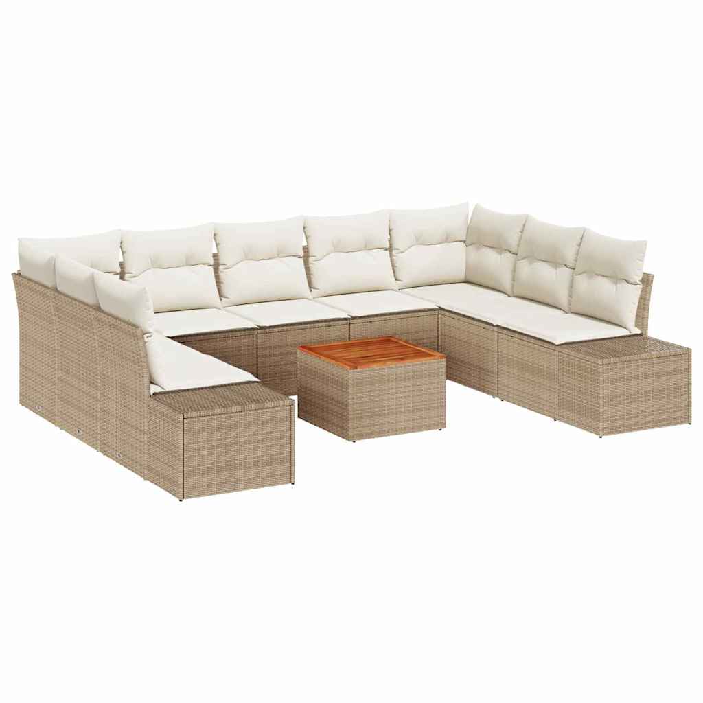 Garten-Sofa-Set 10 stk. Beige und Weiß