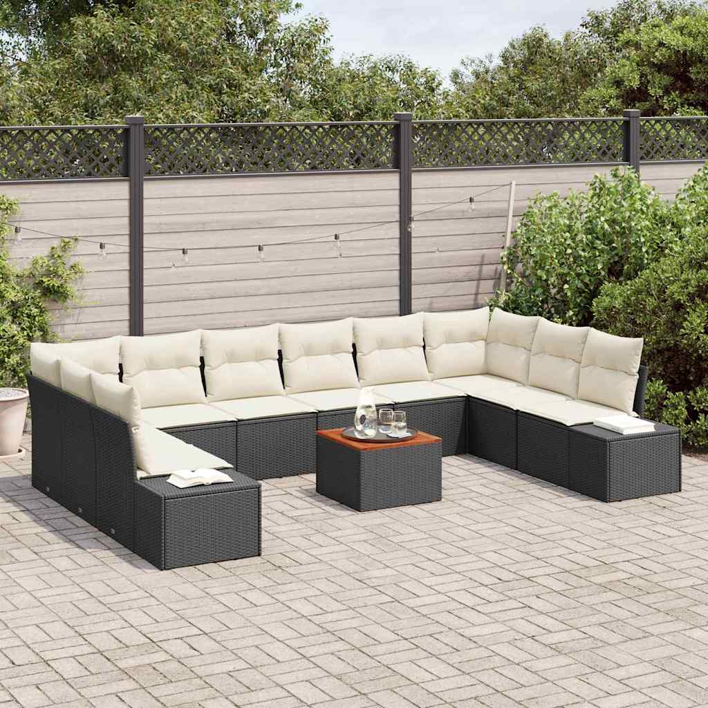 Garten-Sofa-Set mit Speicher 11 pcs Schwarz und Weiß