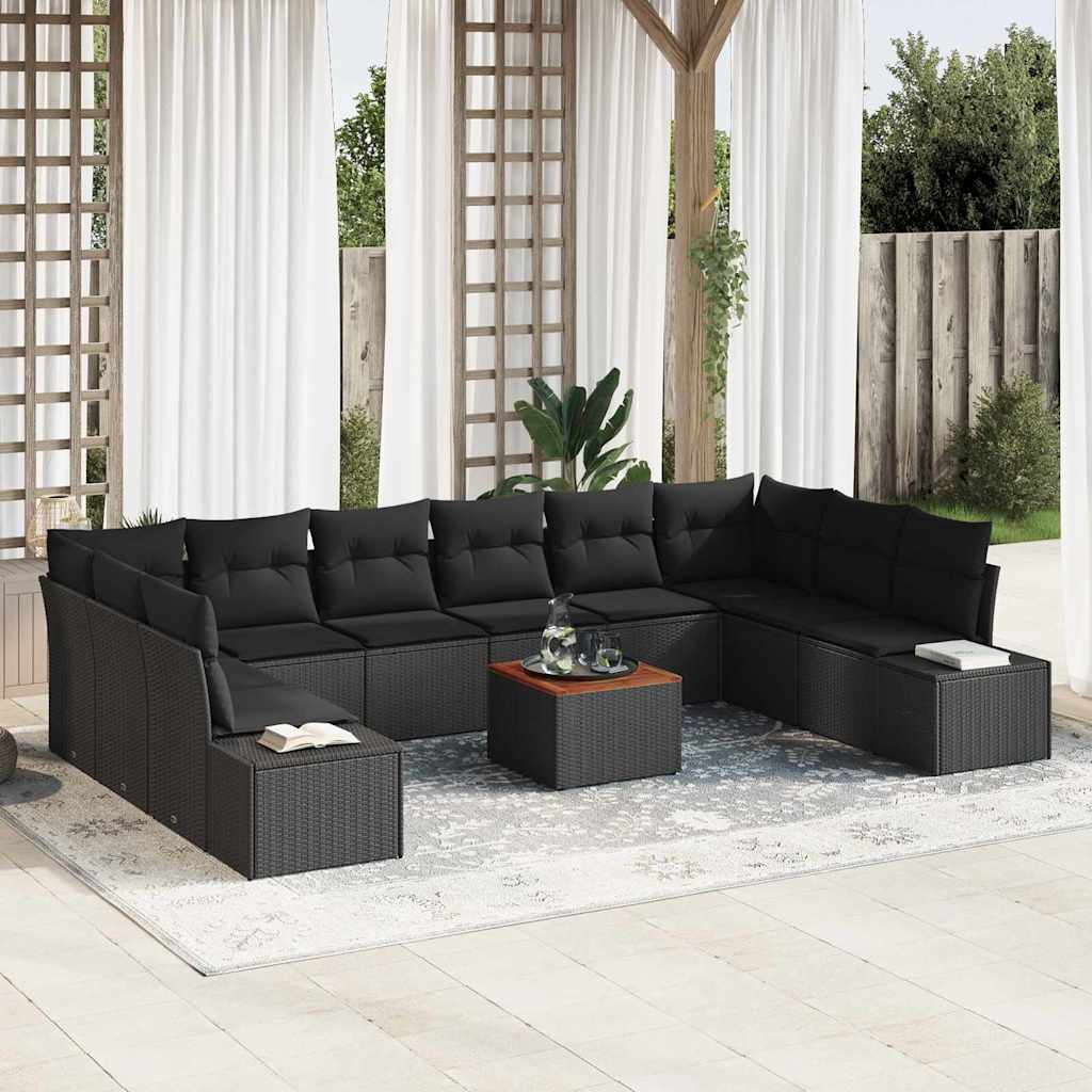 Garten-Sofa-Set 11 stk. Schwarz