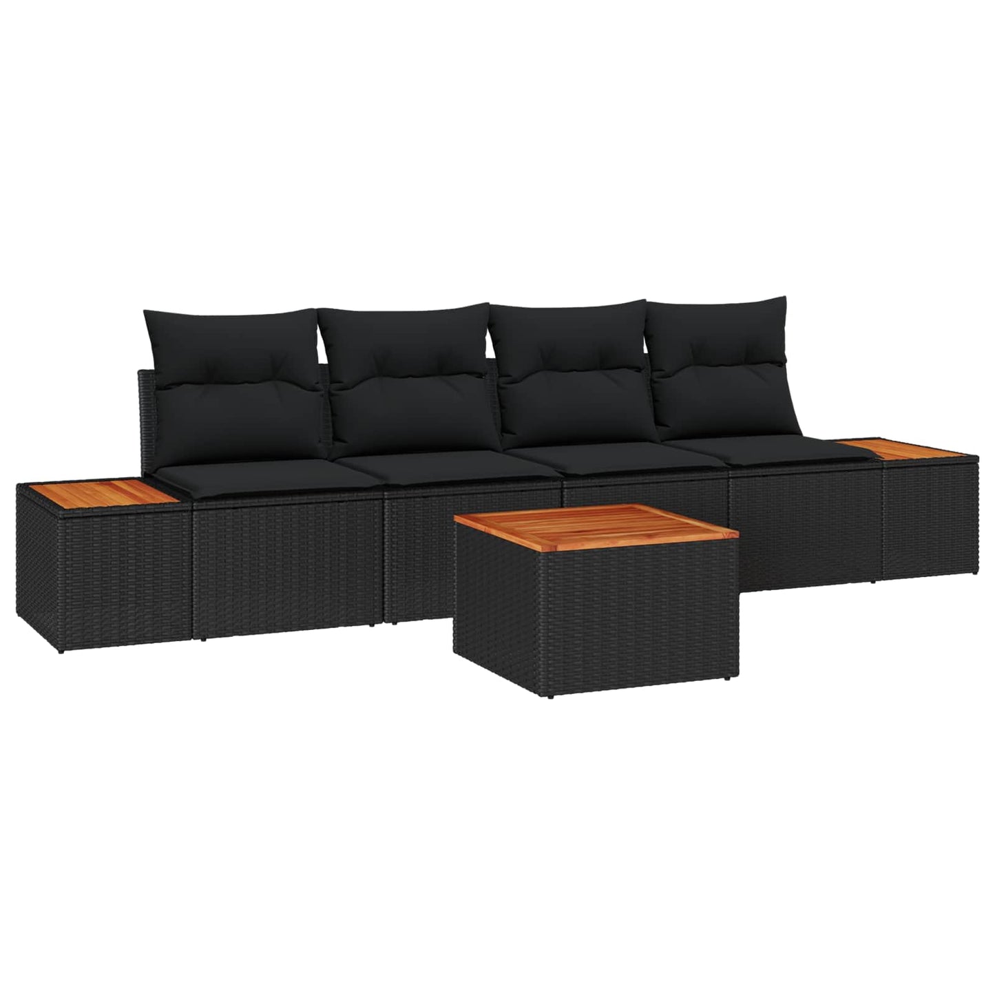 Garten-Sofa-Set 5 stk. Schwarz Poly Rattan
