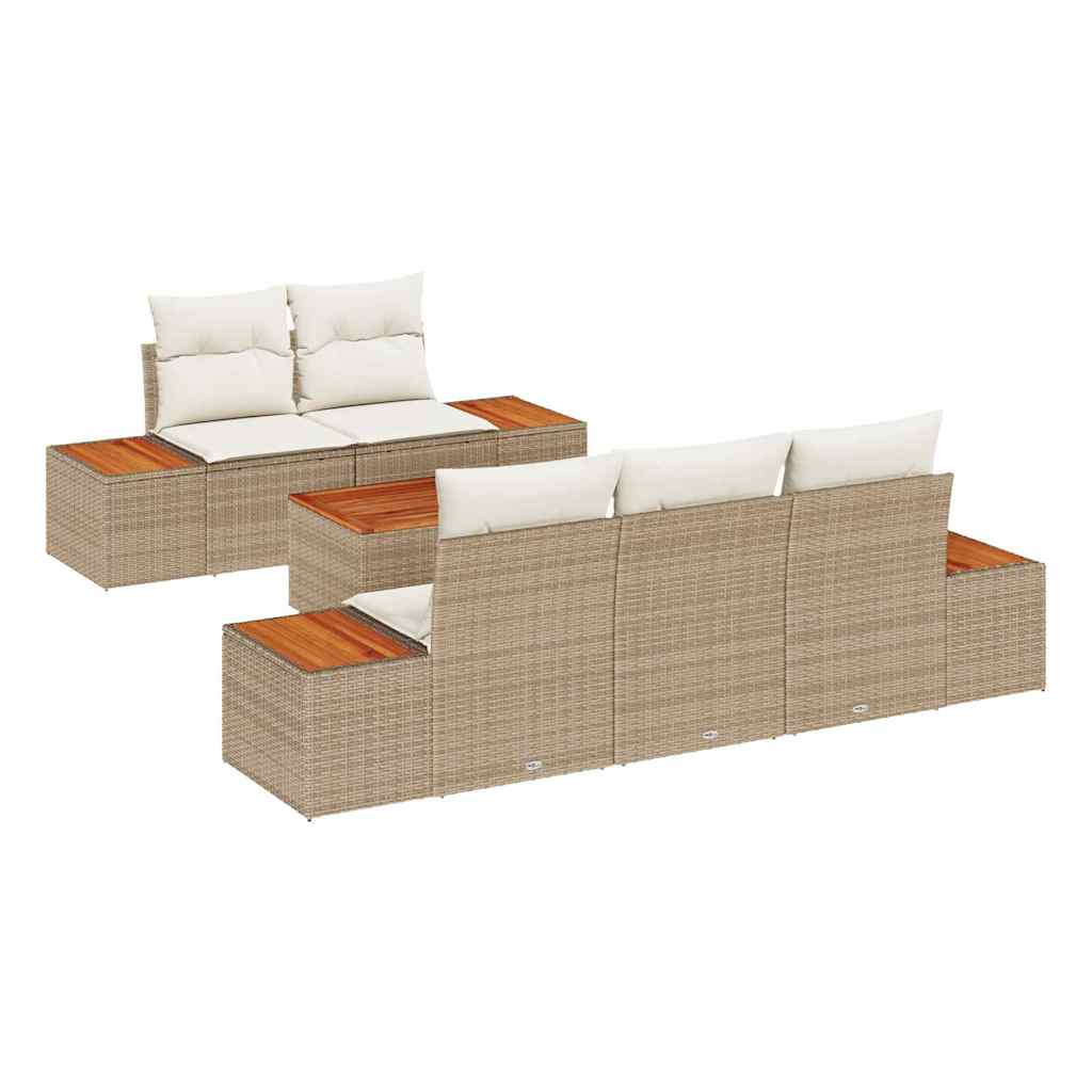 Garten-Sofa-Set 6 stk. Beige Poly Rattan