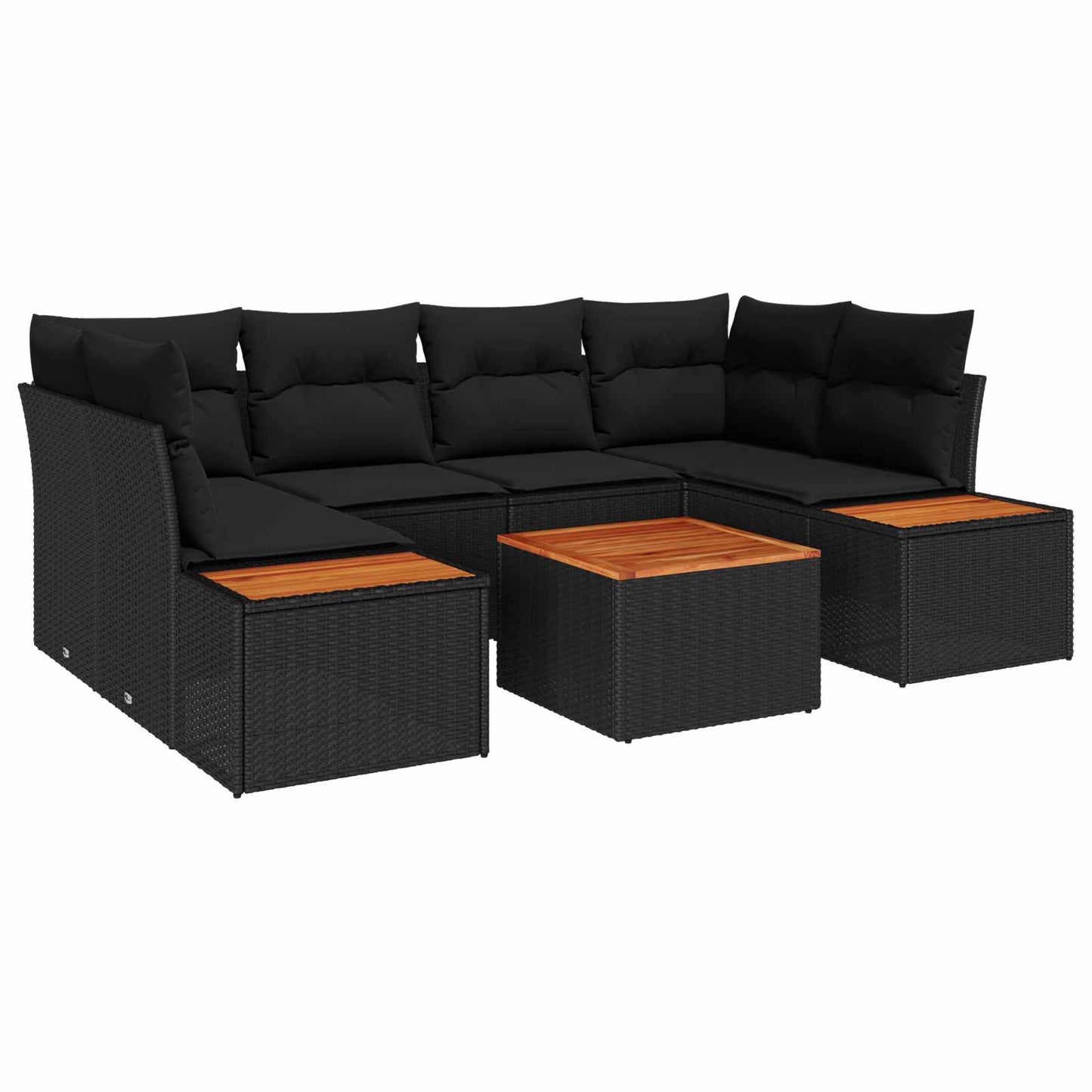Garten-Sofa-Set 7 stk. Schwarz Poly Rattan