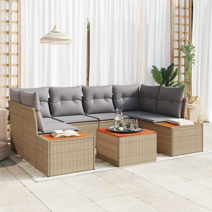 Garten-Sofa-Set 7 stk. Beige Poly Rattan