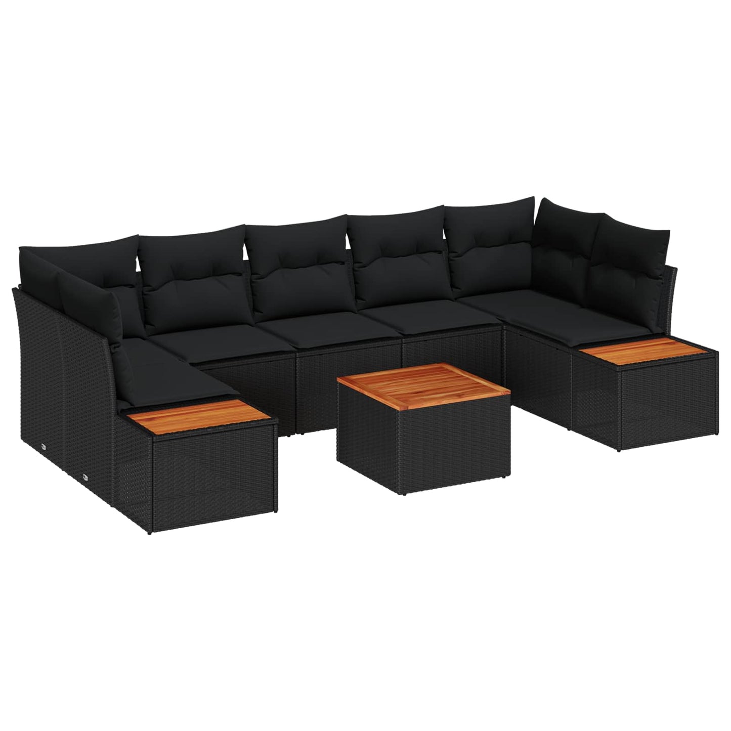 Garten-Sofa-Set 8 stk. Schwarz Poly Rattan