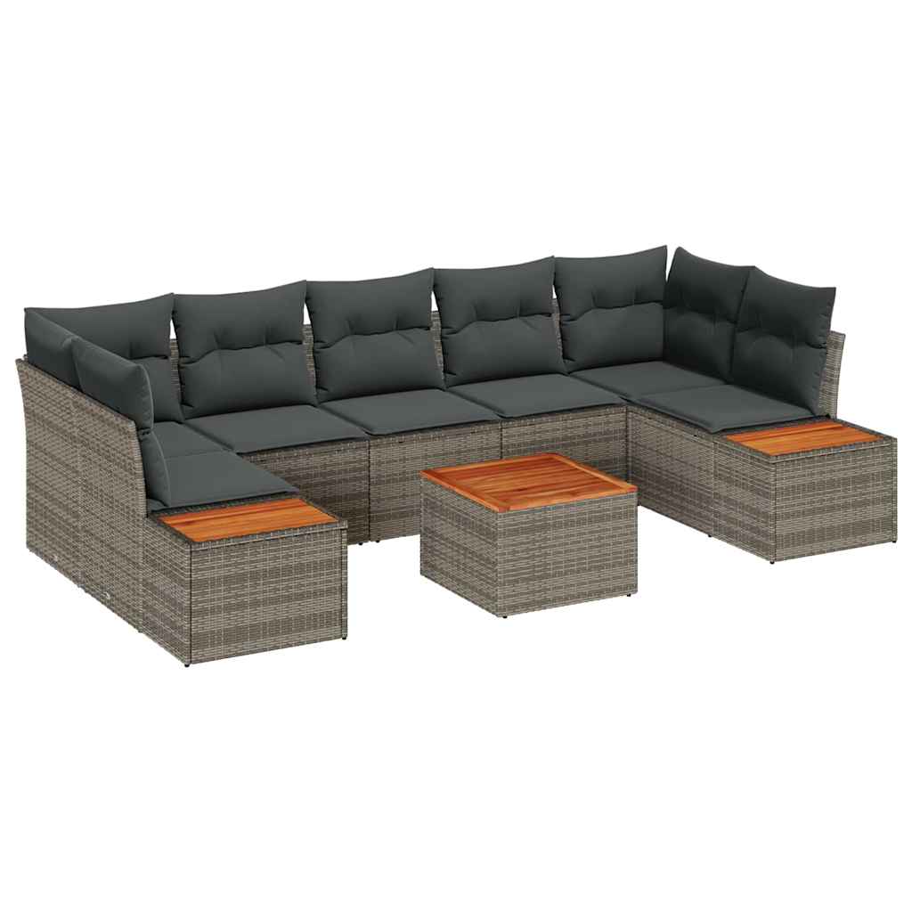 Garten-Sofa-Set 8 stk. Grau Poly Rattan
