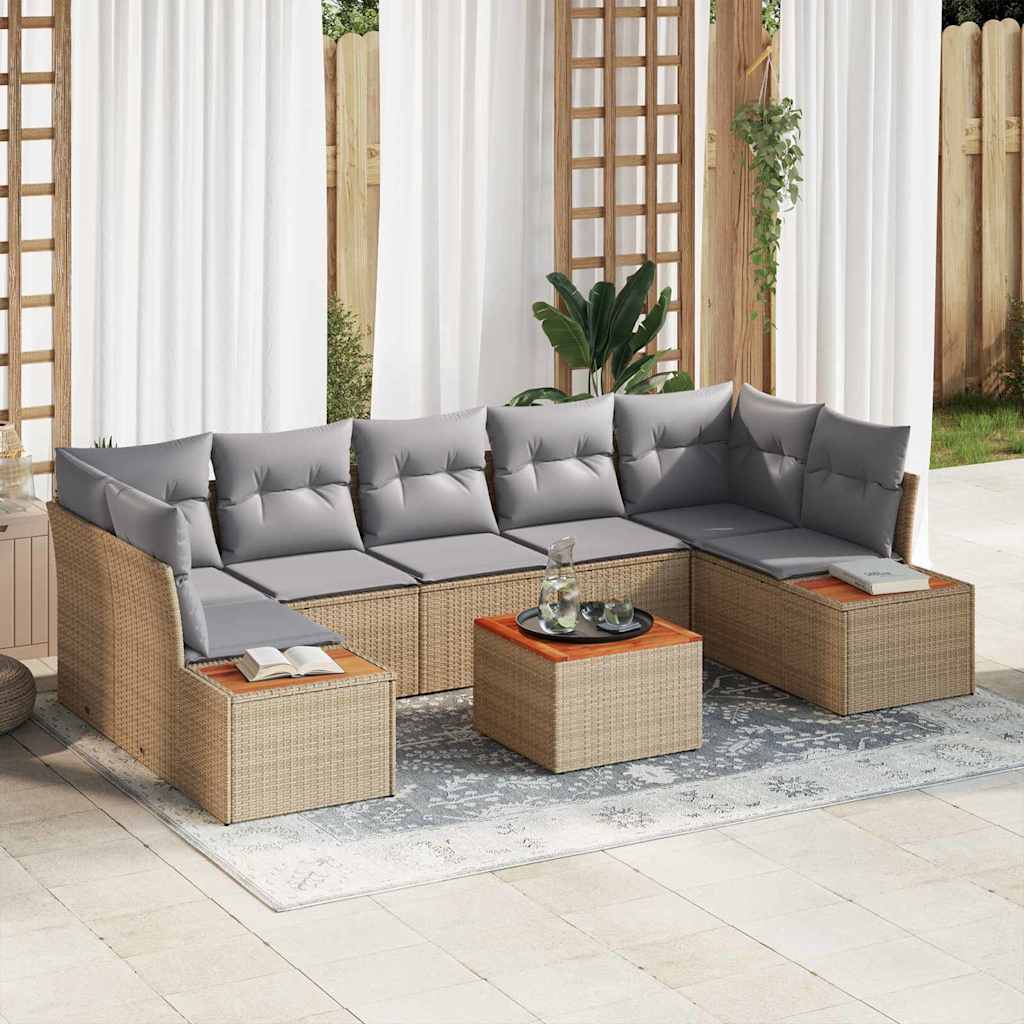 Garten-Sofa-Set 8 Stk. Beige Poly Rattan