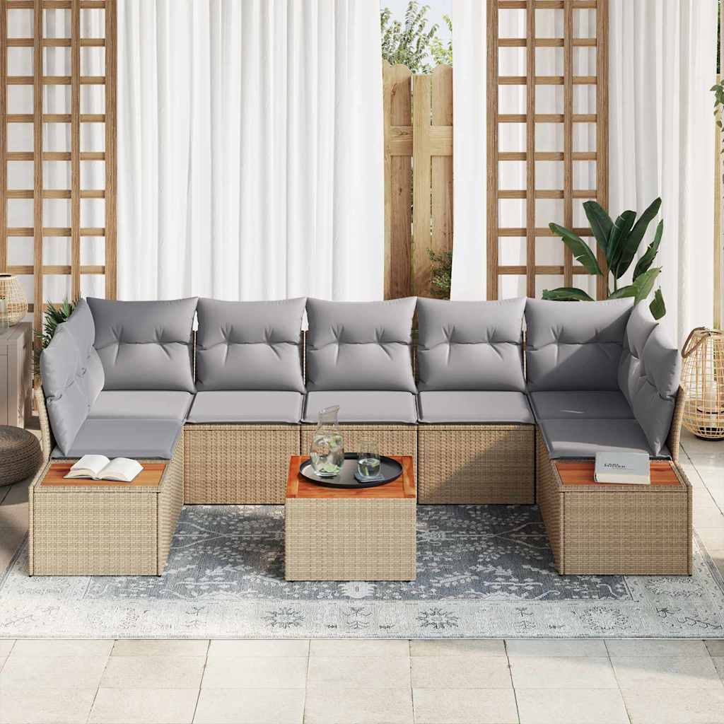 Garten-Sofa-Set 8 Stk. Beige Poly Rattan