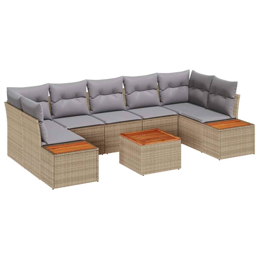 Garten-Sofa-Set 8 Stk. Beige Poly Rattan