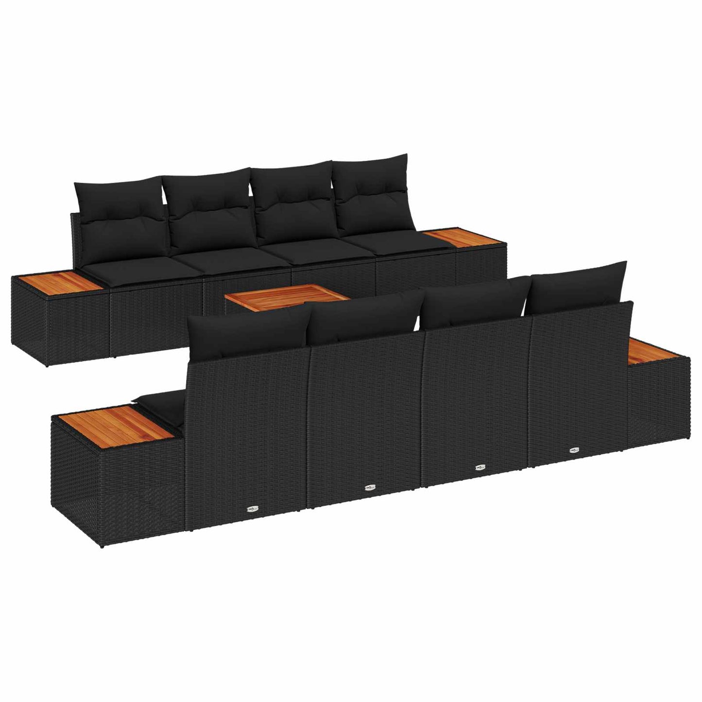Garten-Sofa-Set 9 stk. Schwarz Poly Rattan