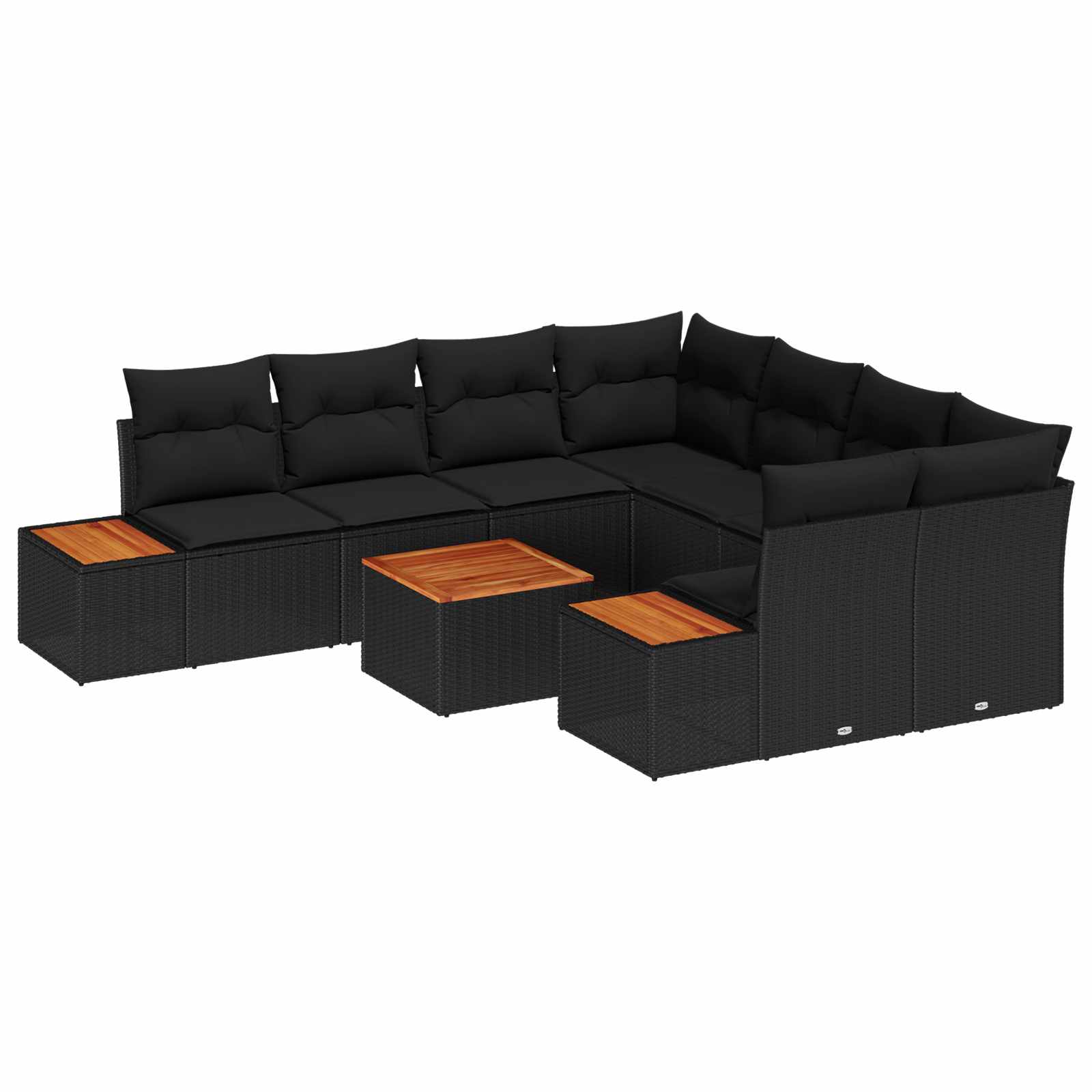 Garten-Sofa-Set 9 Stk. Schwarz Poly Rattan