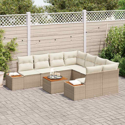 Garten-Sofa-Set 9 stk. Beige Poly Rattan