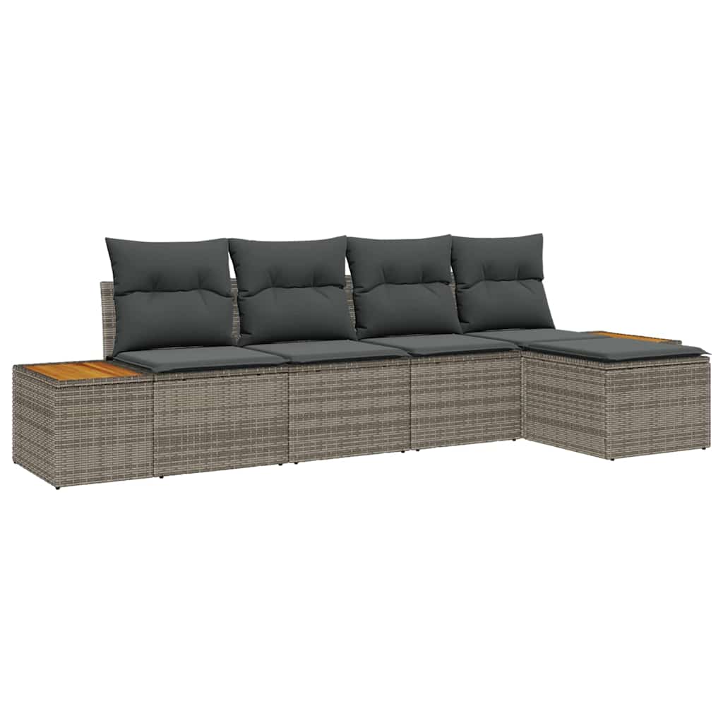 Gartensofa-set 6 stk. 5-Sitzanzahl Grau Polyrattan